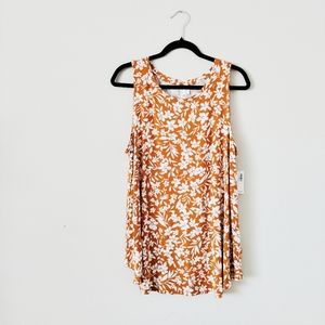 Old Navy Lux Gold Floral Print Swing Tank Top